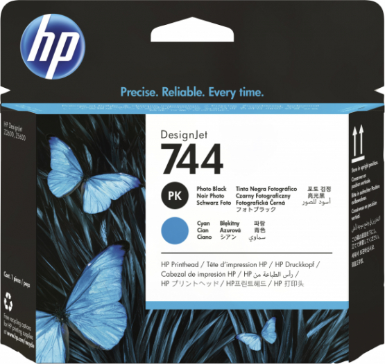HP 744 Photo Black/Cyan Original DesignJet Printhead (F9J86A) 