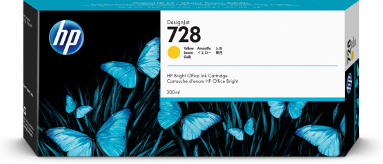 HP 728 Yellow Original DesignJet Ink Cartridge - Extra High Capacity (F9K15A) 