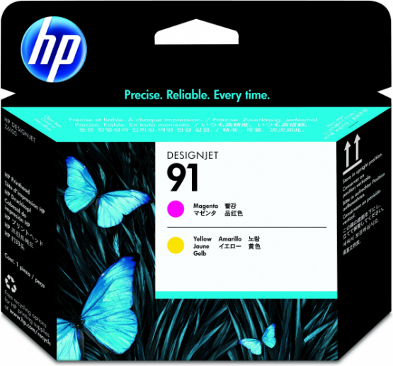 HP 91 Value Pack Magenta/Yellow DesignJet Ink Cartridges + Printhead(P2V36A) 