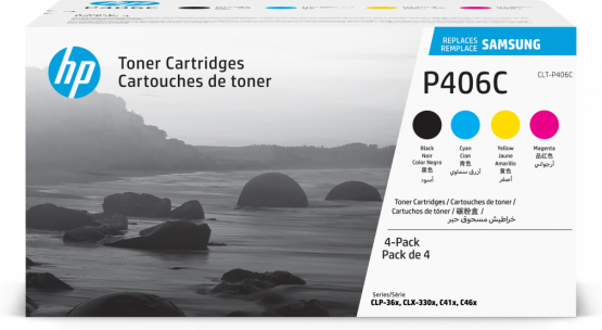 Samsung CLT-P406C Black/Cyan/Magenta/Yellow Toner Cartridge - 4 Pack(SU375A) 