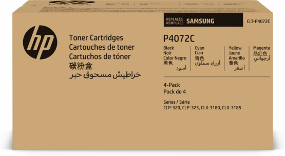 Samsung CLT-P4072C Black/Cyan/Magenta/Yellow Toner Cartridge - 4 Pack(SU382A) 