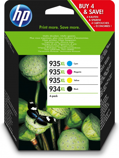 HP 934XL High Yield Black/935XL Cyan/Magenta/Yellow 4-pack Ink Cartridges (X4E14AE) 