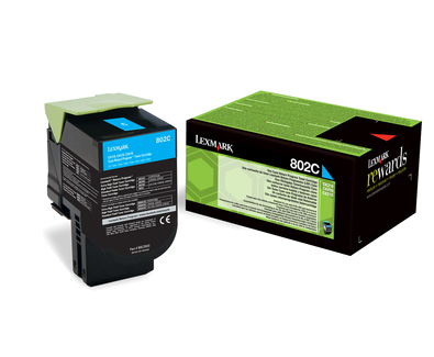 Lexmark 802C Cyan Original Toner Cartridge (80C20C0) 