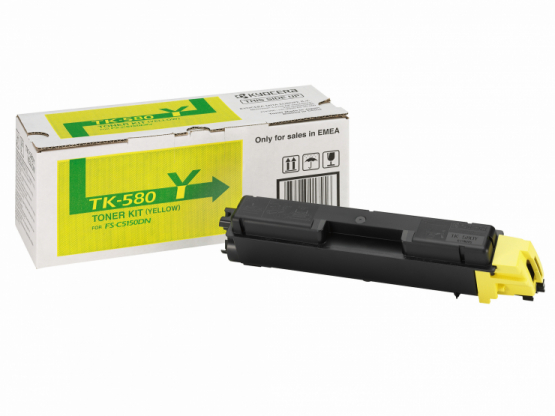 Kyocera TK-580Y Yellow Original Toner Cartridge (1T02KTANL0) 