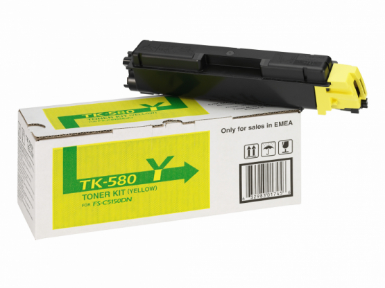 Kyocera TK-580Y Yellow Original Toner Cartridge (1T02KTANL0) 