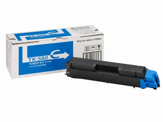 Kyocera TK-580C Cyan Original Toner Cartridge (1T02KTCNL0) 