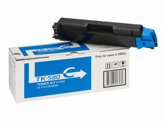 Kyocera TK-580C Cyan Original Toner Cartridge (1T02KTCNL0) 