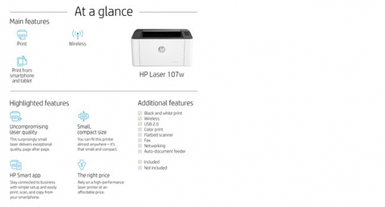 HP 107w Laser Printer (4ZB78A#B19) 