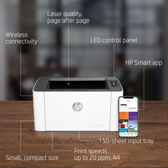HP 107w Laser Printer (4ZB78A#B19) 