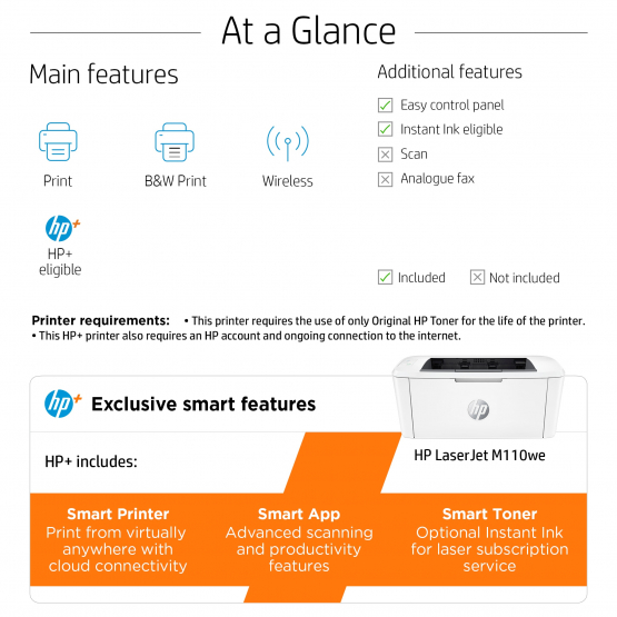 HP M110we Printer (7MD66E#B19) 