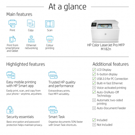 HP Color LaserJet Pro M182n Printer (7KW54A#B19) 