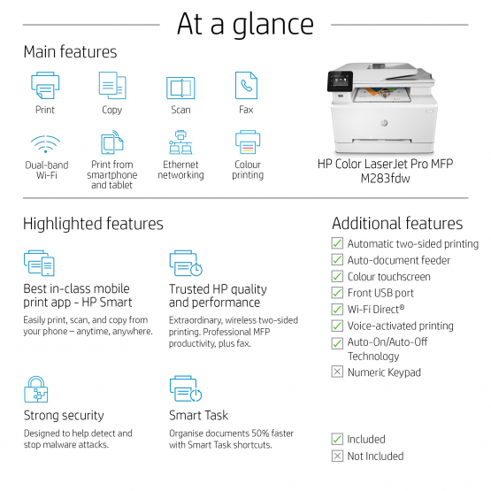 HP Color LaserJet Pro M283fdw Printer (7KW75A#B19) 