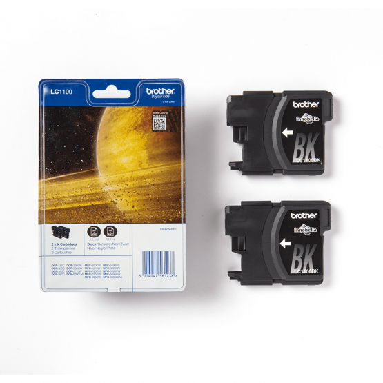Brother LC-1100BK Black Ink Cartidge - Two Pack (LC1100BKBP2) 