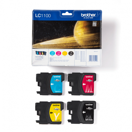 Brother LC-1100 Ink Cartridge Multi-Pack - Black, Cyan, Magenta, Yellow (LC1100VALBP) 