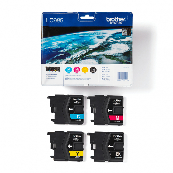 Brother LC-985 Ink Cartridge Multi-Pack - Black, Cyan, Magenta, Yellow (LC985VALBP) 