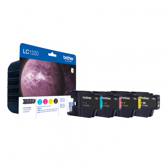 Brother LC-1220 Ink Cartridge Multi-Pack - Black, Cyan, Magenta, Yellow (LC1220VALBP) 