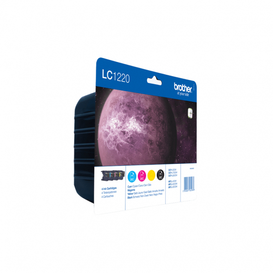 Brother LC-1220 Ink Cartridge Multi-Pack - Black, Cyan, Magenta, Yellow (LC1220VALBP) 