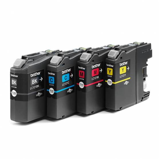 Brother LC-121 Ink Cartridge Multi-Pack - Black, Cyan, Magenta, Yellow (LC121VALBP) 