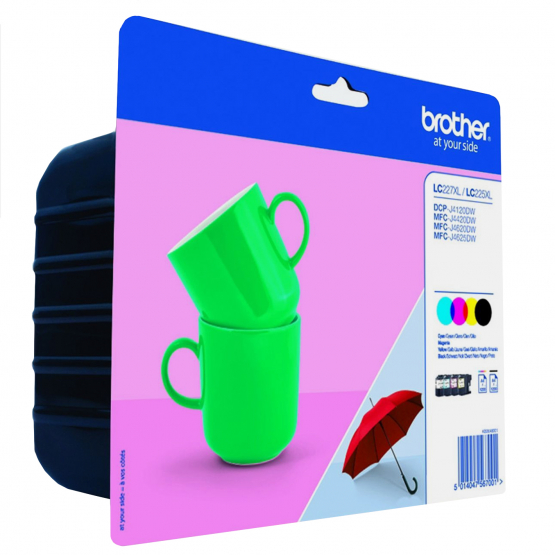 Brother LC-227XL Ink Cartridge Multi-Pack - Black, Cyan, Magenta, Yellow - High Capacity (LC227XLVALBP) 