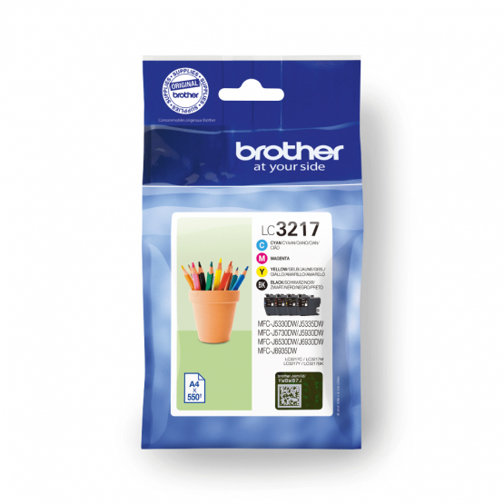 Brother LC-3217 Ink Cartridge Multi-Pack - Black, Cyan, Magenta, Yellow (LC3217VAL) 