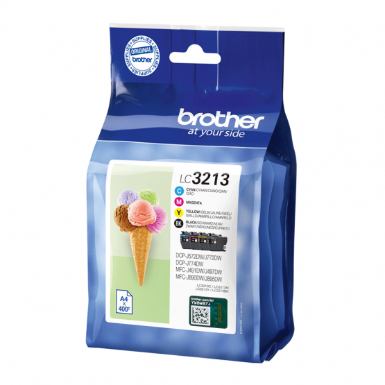Brother LC-3213 Ink Cartridge Multi-Pack - Black, Cyan, Magenta, Yellow - High Capacity (LC3213VAL) 