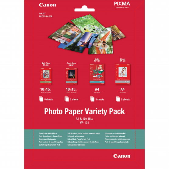 Canon VP-101 Photo Paper Variety Pack 4x6вЂќ and A4 - 20 Sheets(0775B079) 