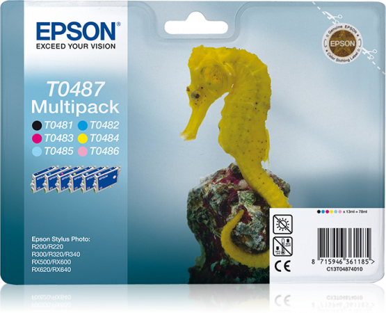 Epson T0487 (Seahorse) Ink Cartridge Multi-Pack 6 Colours (C13T04874010) 