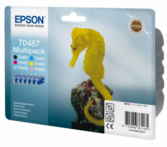 Epson T0487 (Seahorse) Ink Cartridge Multi-Pack 6 Colours (C13T04874010) 
