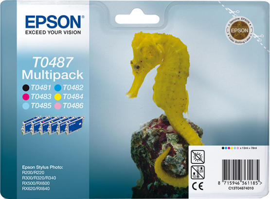Epson T0487 (Seahorse) Ink Cartridge Multi-Pack 6 Colours (C13T04874010) 
