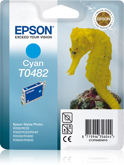 Epson T0482 (Seahorse) Cyan Ink Cartridge (C13T04824010) 