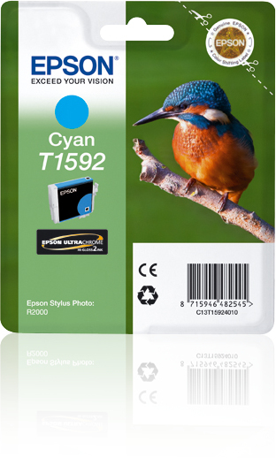 Epson T1592 (Hummingbird) Cyan Ink Cartridge (C13T15924010) 