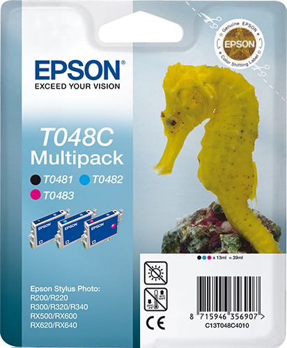 Epson T048C (Seahorse) Ink Cartridge Multi-Pack - Cyan, Magenta, Black (C13T048C4010) 