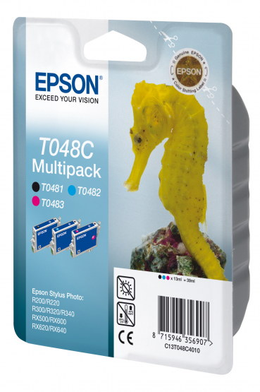 Epson T048C (Seahorse) Ink Cartridge Multi-Pack - Cyan, Magenta, Black (C13T048C4010) 