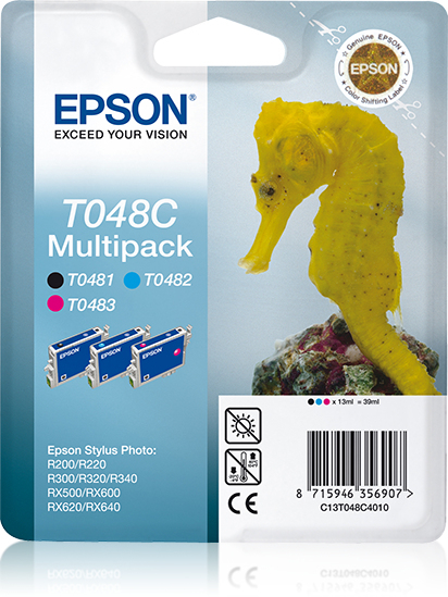 Epson T048C (Seahorse) Ink Cartridge Multi-Pack - Cyan, Magenta, Black (C13T048C4010) 