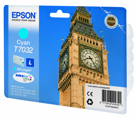 Epson T7032 (Big Ben) Cyan Ink Cartridge (C13T70324010) 