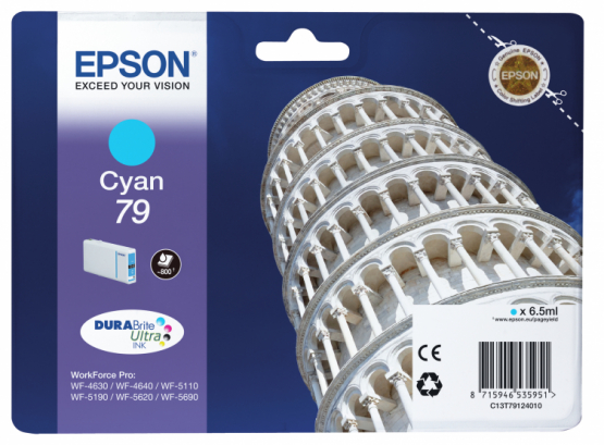 Epson 79 (Tower of Pisa) Cyan Ink Cartridge - DURABrite Ultra Ink (C13T79124010) 