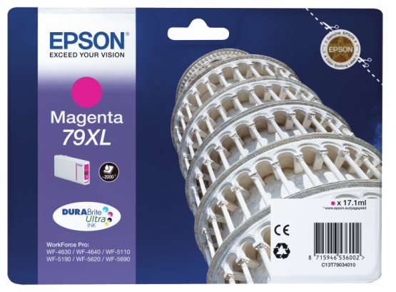 Epson 79XL (Tower of Pisa) Magenta Ink Cartridge - DURABrite Ultra Ink (C13T79034010) 