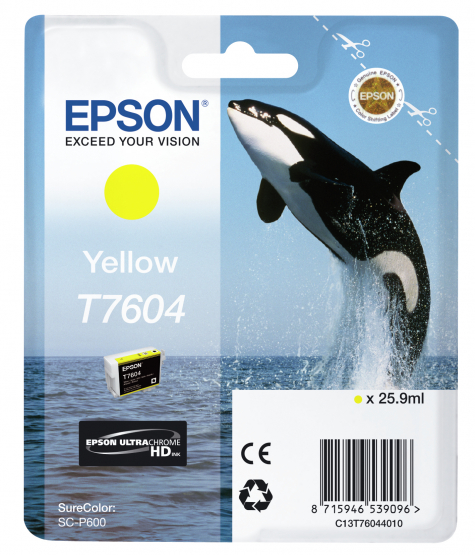 Epson T7604 (Whale) Yellow Ink Cartridge (C13T76044010) 