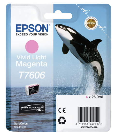 Epson T7606 (Whale) Vivid Light Magenta Ink Cartridge (C13T76064010) 