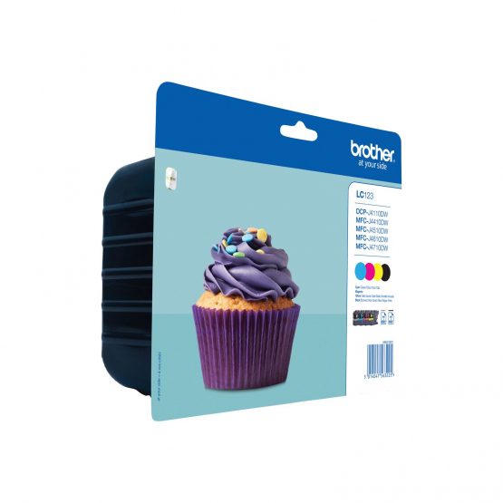 Brother LC-123 Ink Cartridge Multi-Pack - Black, Cyan, Magenta, Yellow (LC123VALBP) 