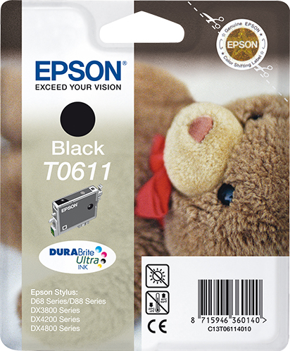 Epson T061 (Teddybear) Black Ink Cartridge - DURABrite Ultra Ink (C13T06114010) 