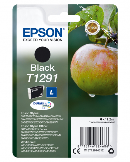 Epson T1291 (Apple) Black Ink Cartridge - DURABrite Ultra Ink (C13T12914012) 