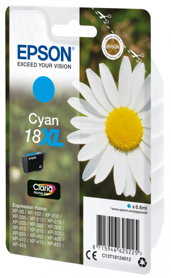 Epson 18XL (Daisy) Cyan Ink Cartridge - Claria Home Ink (C13T18124012) 