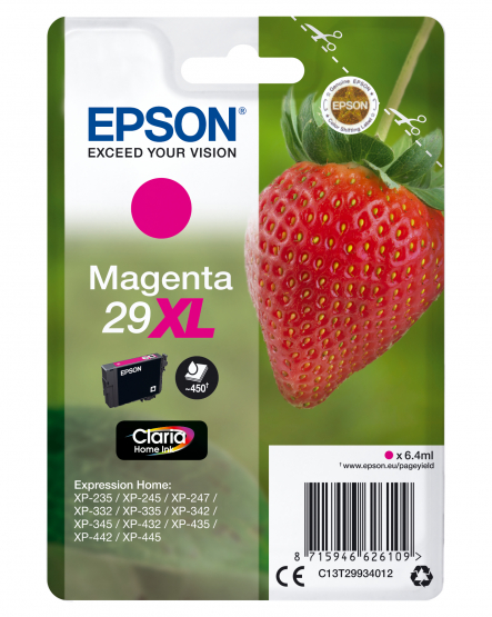 Epson 29XL (Strawberry) Magenta Ink Cartridge - Claria Home Ink - High Capacity (C13T29934012) 