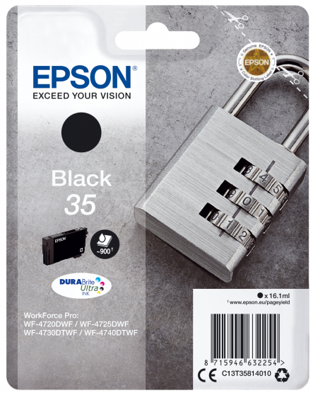 Epson 35 (Padlock) Black Ink Cartridge - DURABrite Ultra Ink (C13T35814010) 