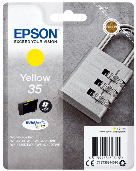 Epson 35 (Padlock) Yellow Ink Cartridge - DURABrite Ultra Ink (C13T35844010) 