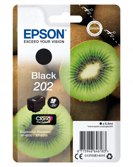 Epson 202 (Kiwi) Black Ink Cartridge - Claria Premium Ink (C13T02E14010) 