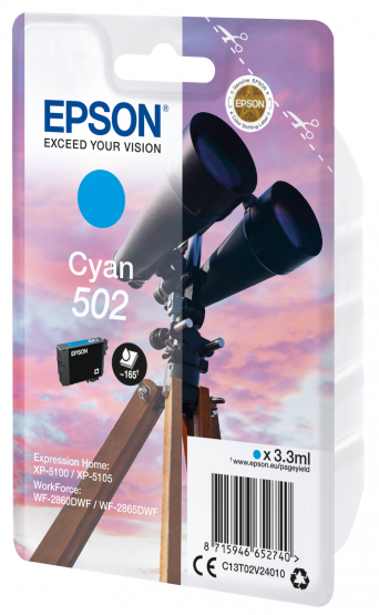 Epson 502 (Binoculars) Cyan Ink Cartridge (C13T02V24010) 