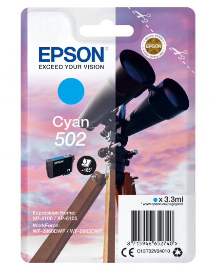 Epson 502 (Binoculars) Cyan Ink Cartridge (C13T02V24010) 