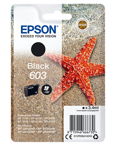 Epson 603 (Starfish) Black Ink Cartridge (C13T03U14010) 